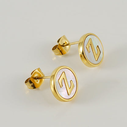 Fashion Letter Titanium Steel Plating Ear Studs 1 Pair