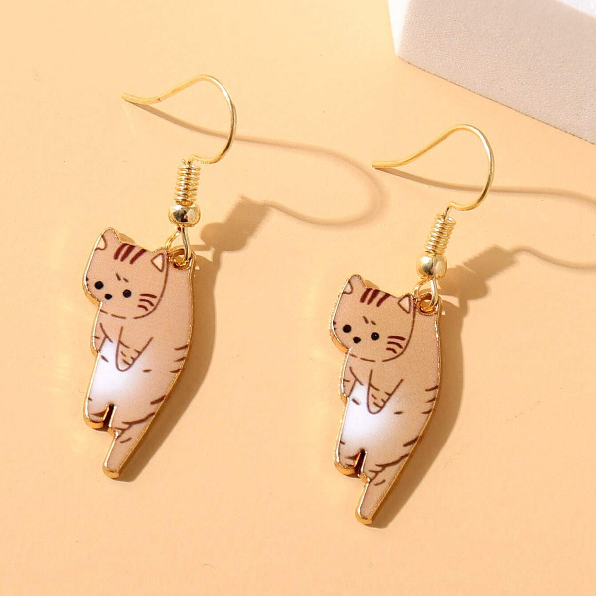 1 Pair Cartoon Style Cat Alloy Plating Women's Drop Earrings