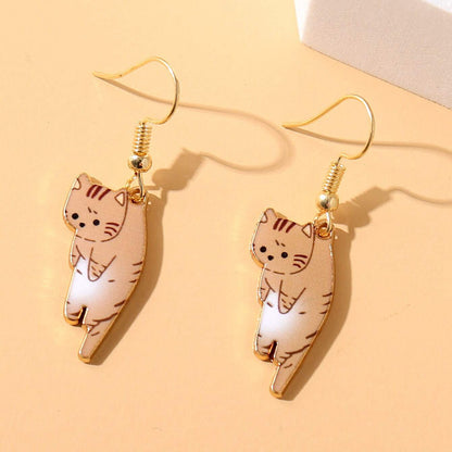 1 Pair Cartoon Style Cat Alloy Plating Women's Drop Earrings