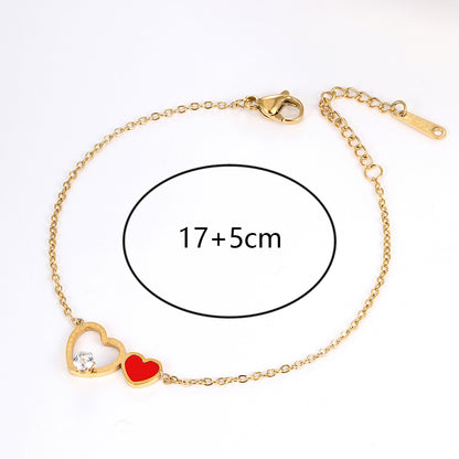 Fashion Cross Heart Shape Shell Stainless Steel Plating Rhinestones 18k Gold Plated Bracelets