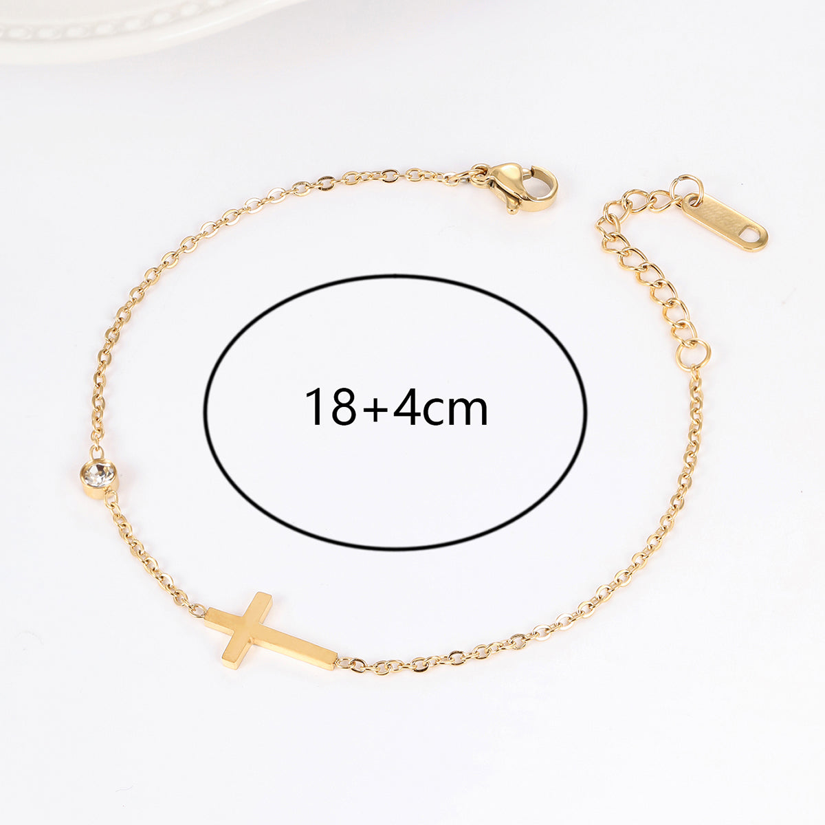 Fashion Cross Heart Shape Shell Stainless Steel Plating Rhinestones 18k Gold Plated Bracelets