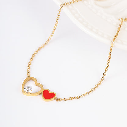 Fashion Cross Heart Shape Shell Stainless Steel Plating Rhinestones 18k Gold Plated Bracelets