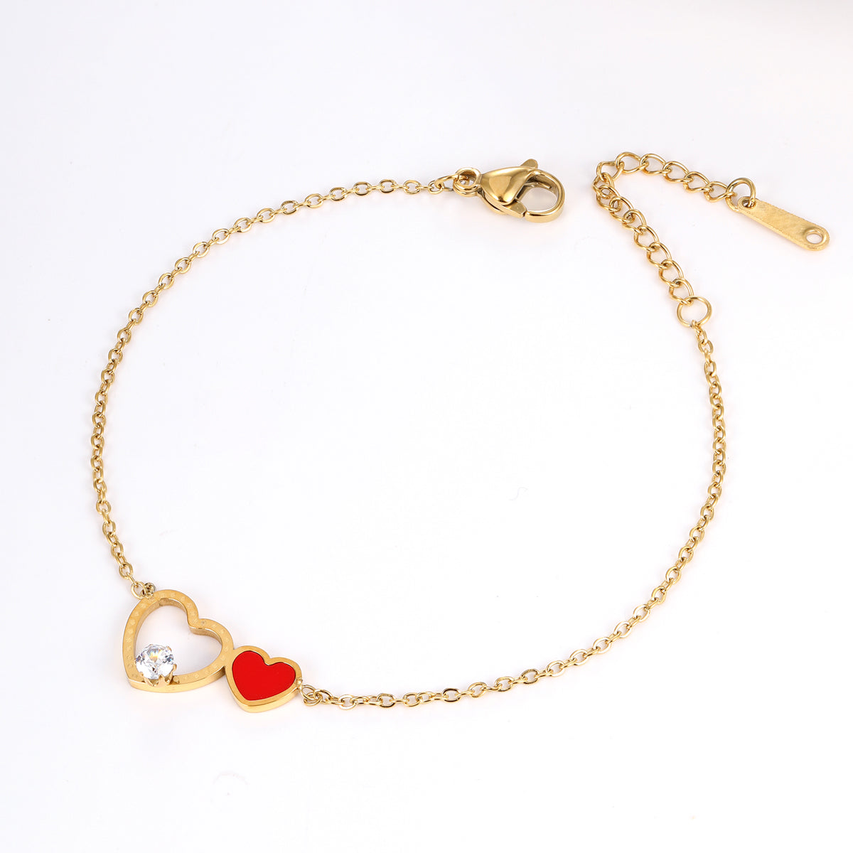 Fashion Cross Heart Shape Shell Stainless Steel Plating Rhinestones 18k Gold Plated Bracelets