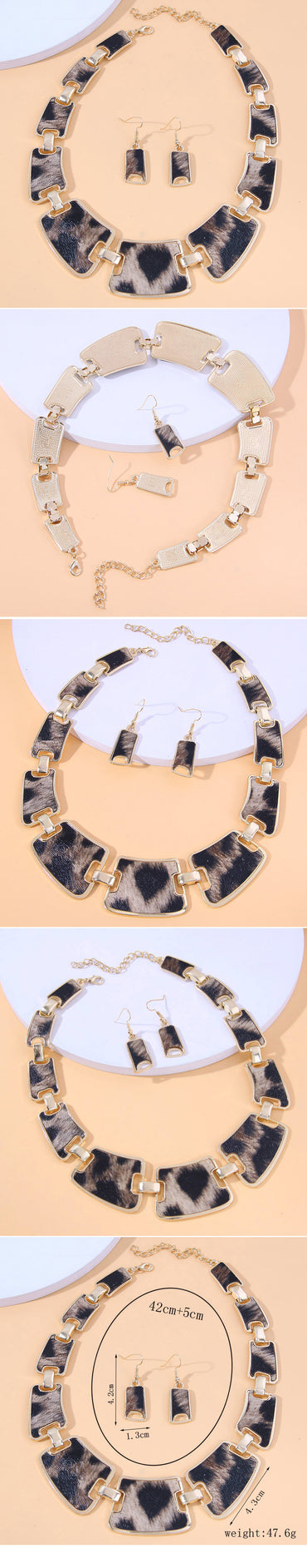 1 Set Classic Style Leopard Alloy Patch Women's Earrings Necklace Jewelry Set