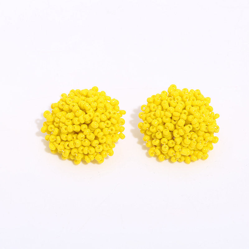 1 Pair Ethnic Style Solid Color Alloy Seed Bead Beaded Women'S Ear Studs