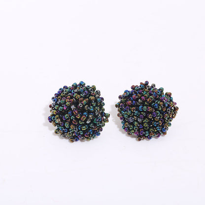 1 Pair Ethnic Style Solid Color Alloy Seed Bead Beaded Women'S Ear Studs