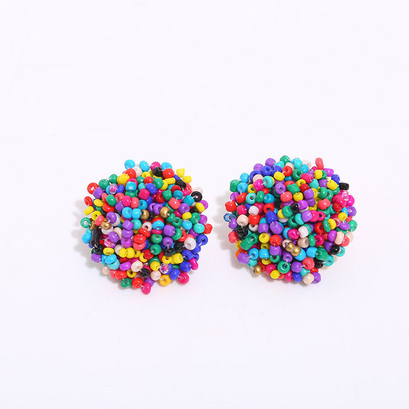 1 Pair Ethnic Style Solid Color Alloy Seed Bead Beaded Women'S Ear Studs