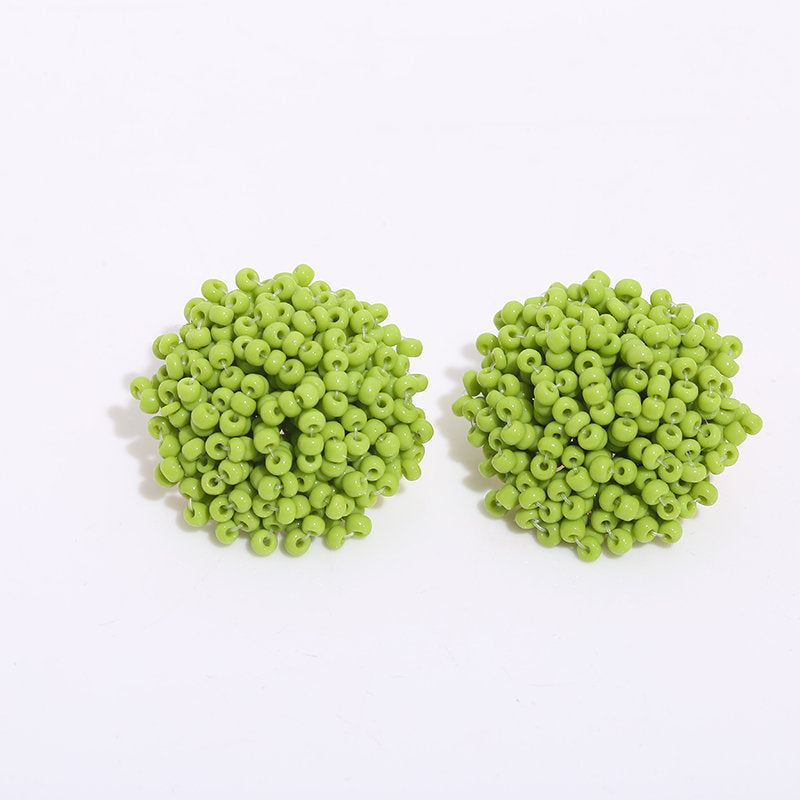 1 Pair Ethnic Style Solid Color Alloy Seed Bead Beaded Women'S Ear Studs