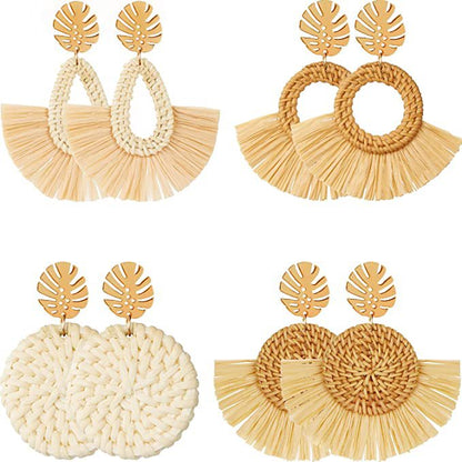 1 Pair Exaggerated Circle Sector Wood Handmade Women's Drop Earrings