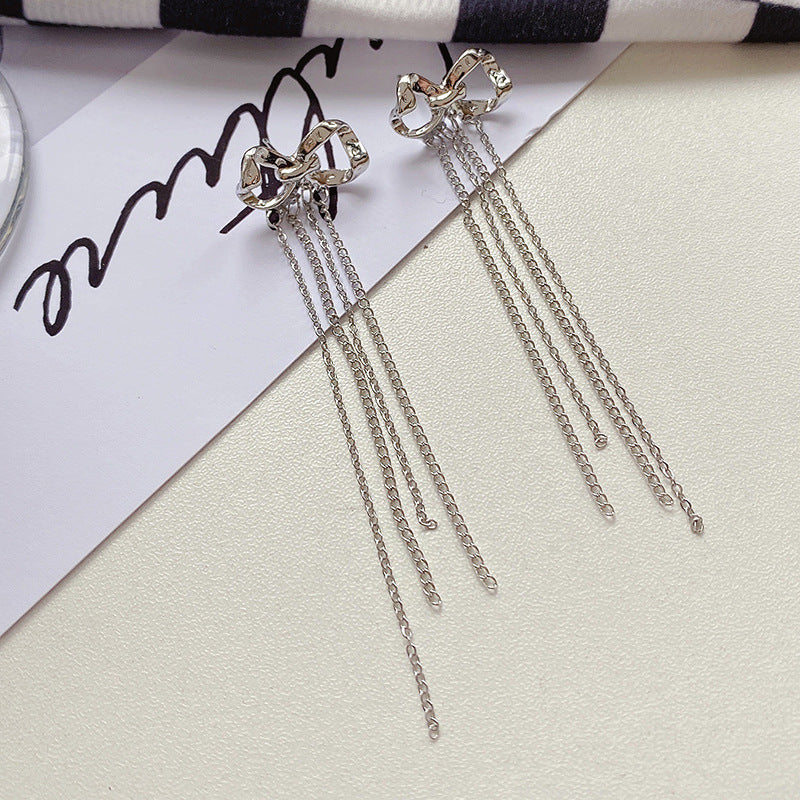 Sweet Tassel Butterfly Bow Knot Imitation Pearl Alloy Copper Inlay Artificial Gemstones Drop Earrings 1 Pair