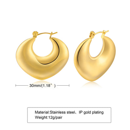 Fashion Heart Shape Stainless Steel Plating Earrings 1 Pair