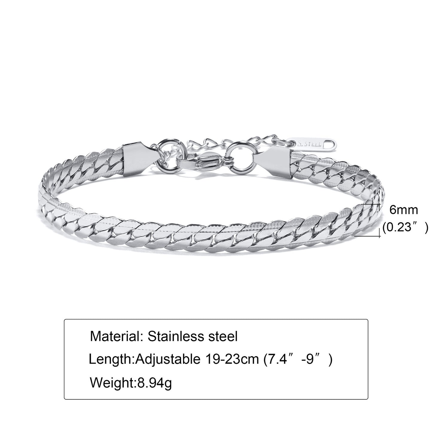 Simple Style Solid Color Stainless Steel Bracelets 1 Piece