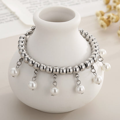 Fashion Pearl Stainless Steel Plating Bracelets 1 Piece