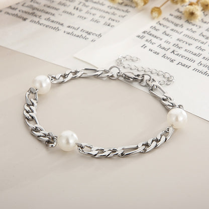 Fashion Pearl Stainless Steel Plating Bracelets 1 Piece