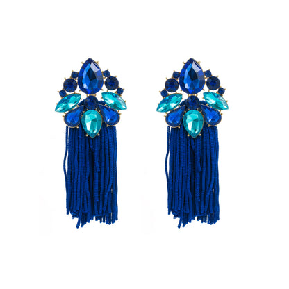 1 Pair Ethnic Style Geometric Alloy Inlay Rhinestones Glass Women's Drop Earrings