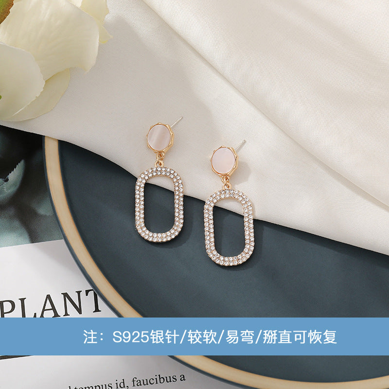 1 Pair Fashion Heart Shape Alloy Plating Artificial Rhinestones Women's Drop Earrings Earrings