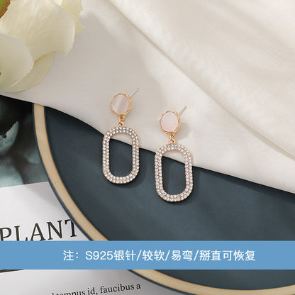 1 Pair Fashion Heart Shape Alloy Plating Artificial Rhinestones Women'S Drop Earrings Earrings