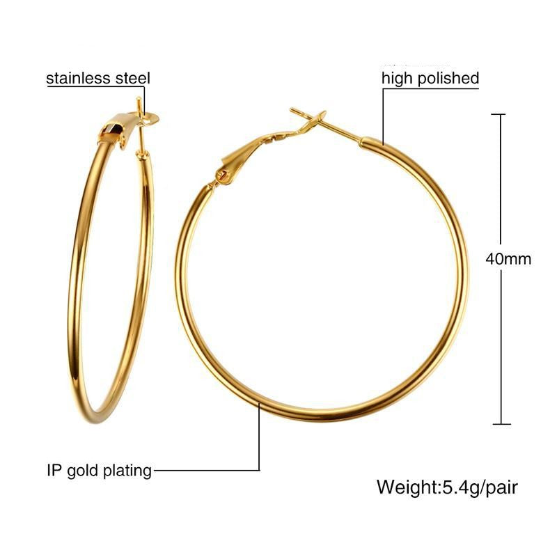 Fashion Circle Stainless Steel Polishing Plating Earrings 1 Pair