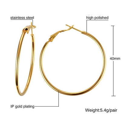 Fashion Circle Stainless Steel Polishing Plating Earrings 1 Pair