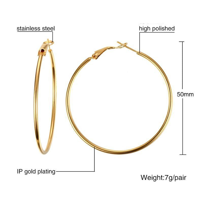 Fashion Circle Stainless Steel Polishing Plating Earrings 1 Pair