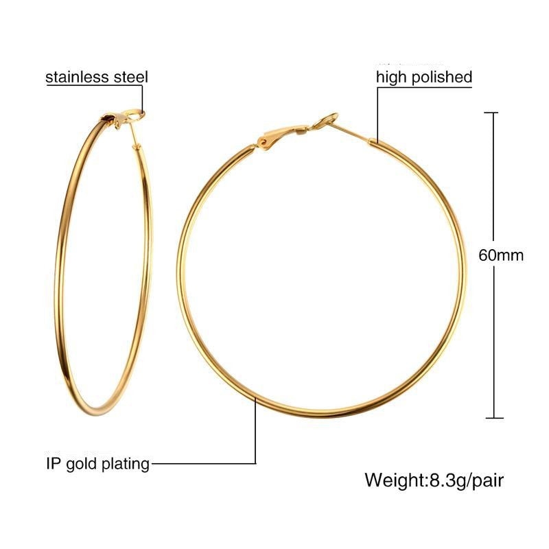 Fashion Circle Stainless Steel Polishing Plating Earrings 1 Pair