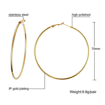 Fashion Circle Stainless Steel Polishing Plating Earrings 1 Pair