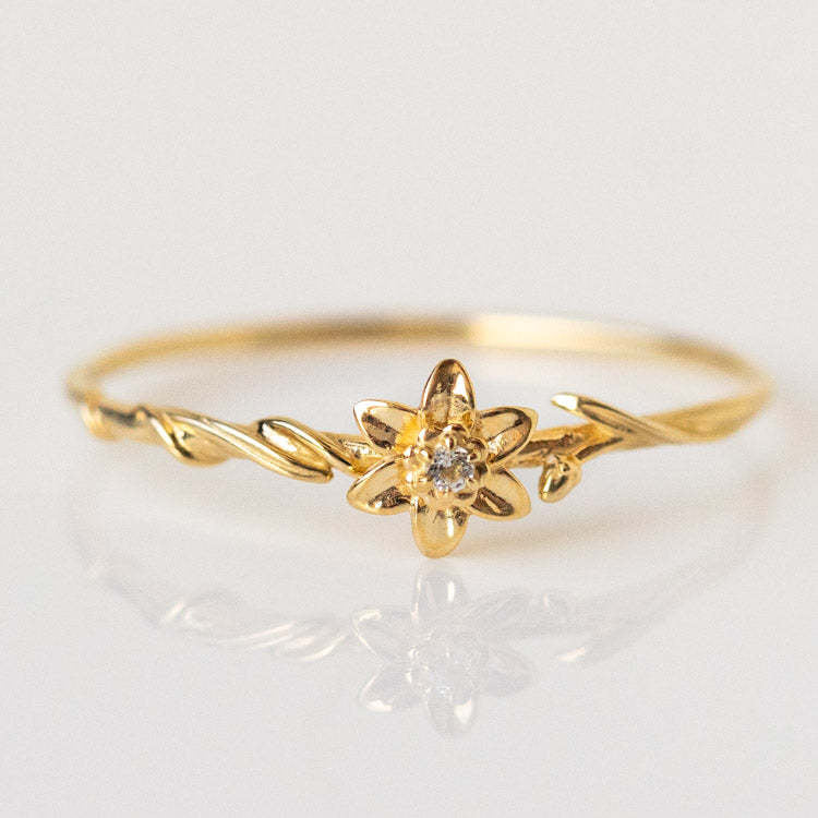 Elegant Glam Classic Style Flower Copper Plating Inlay Birthstone Gold Plated Rings