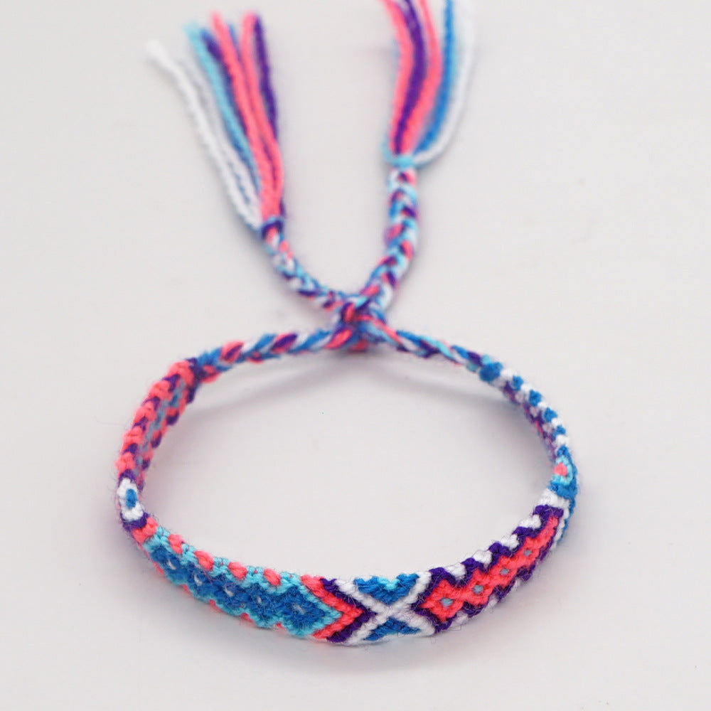 Bohemian Geometric Color Block Rope Tassel Women's Bracelets