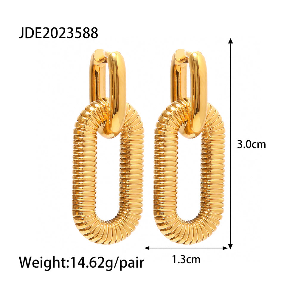 Fashion Oval Stainless Steel Plating Drop Earrings 1 Pair