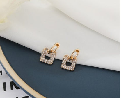 1 Pair Fashion Heart Shape Alloy Plating Artificial Rhinestones Women'S Drop Earrings Earrings