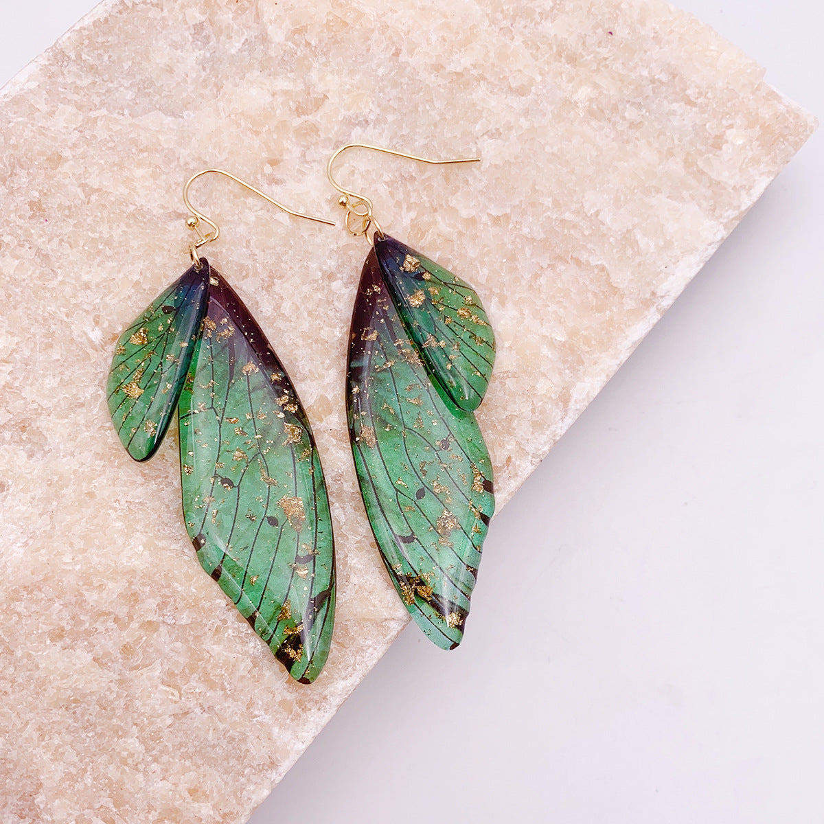 1 Pair Simple Style Wings Copper Epoxy Women'S Drop Earrings