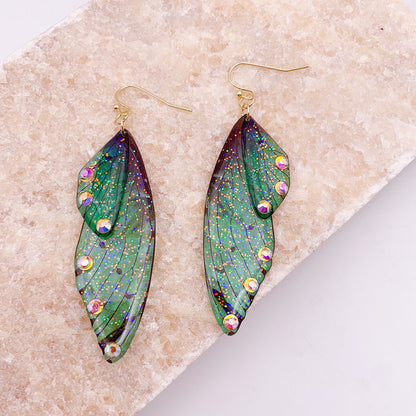 1 Pair Simple Style Wings Copper Epoxy Women'S Drop Earrings