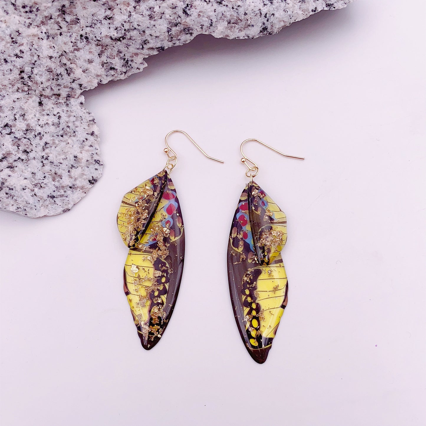 1 Pair Simple Style Wings Copper Epoxy Women'S Drop Earrings