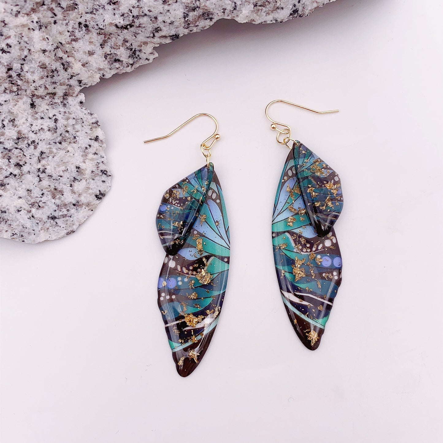 1 Pair Simple Style Wings Copper Epoxy Women'S Drop Earrings