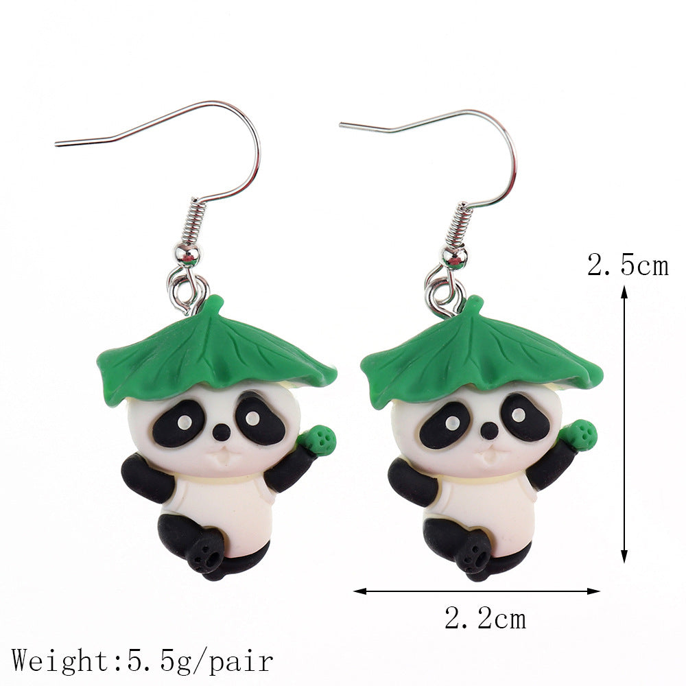 1 Pair Fashion Panda Plastic Resin Patchwork Women's Drop Earrings