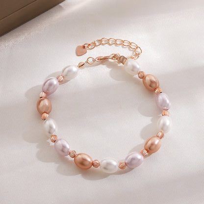 Glam Heart Shape Metal Plating Artificial Pearls Rhinestones Women'S Bracelets