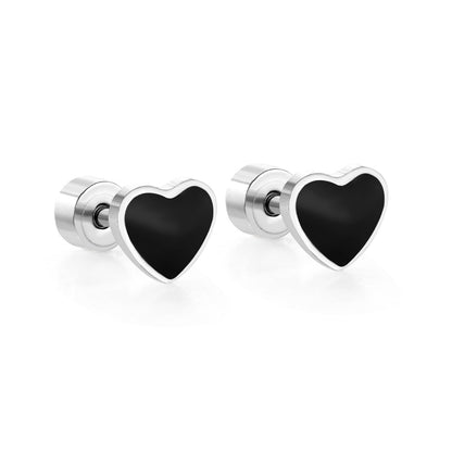 Fashion Heart Shape Stainless Steel Plating Ear Studs 1 Pair