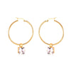 Fashion Round Stainless Steel Plating Rhinestones Hoop Earrings 1 Pair