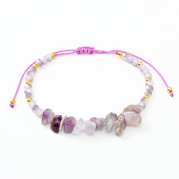 Fashion Color Block Natural Stone Beaded Drawstring Bracelets 1 Piece