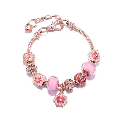 Sweet Flower Alloy Copper Enamel Rhinestones Women's Bracelets