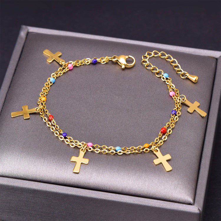 Fashion Cross Titanium Steel Plating Bracelets Necklace