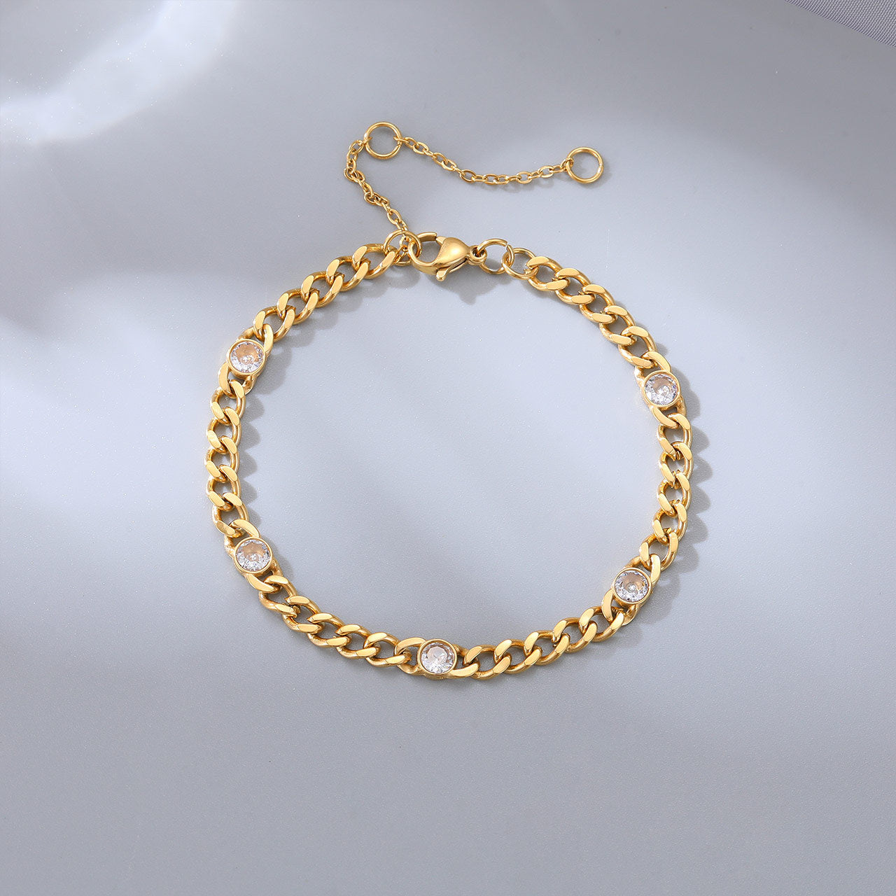 Wholesale Casual Hip-hop Solid Color Stainless Steel Plating Inlay Gold Plated Zircon Bracelets Necklace