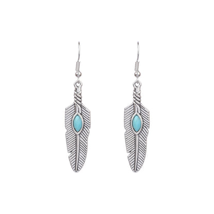 1 Pair Ethnic Style Geometric Alloy Plating Turquoise Women's Drop Earrings