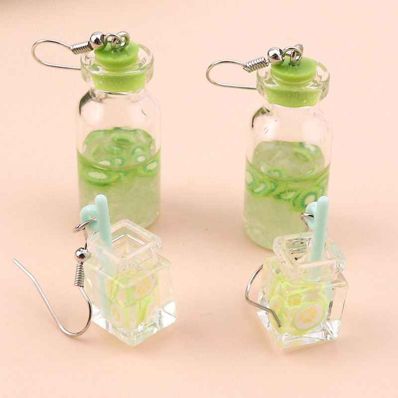 Cartoon Style Bear Mixed Materials Epoxy Women's Drop Earrings