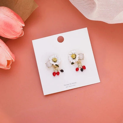 1 Pair Fashion Flower Alloy Enamel Women's Ear Studs