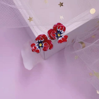 1 Pair Fashion Flower Alloy Enamel Women's Ear Studs