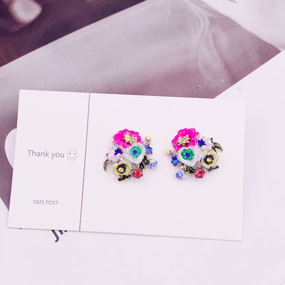 1 Pair Fashion Flower Alloy Enamel Women's Ear Studs