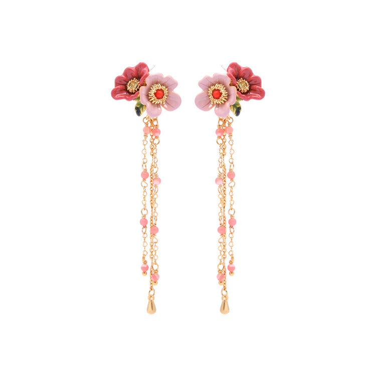 1 Pair Fashion Flower Alloy Enamel Women's Ear Studs