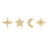 Fashion Geometric Star Moon Copper Plating Artificial Rhinestones Earrings 1 Set