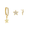 Fashion Geometric Star Moon Copper Plating Artificial Rhinestones Earrings 1 Set